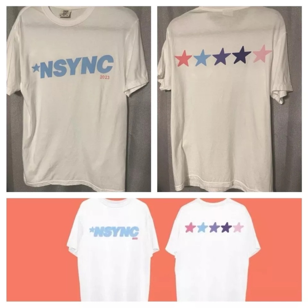 BRAND NEW NSYNC blue white 2023 multicolor stars logo tshirt shirt M Medium